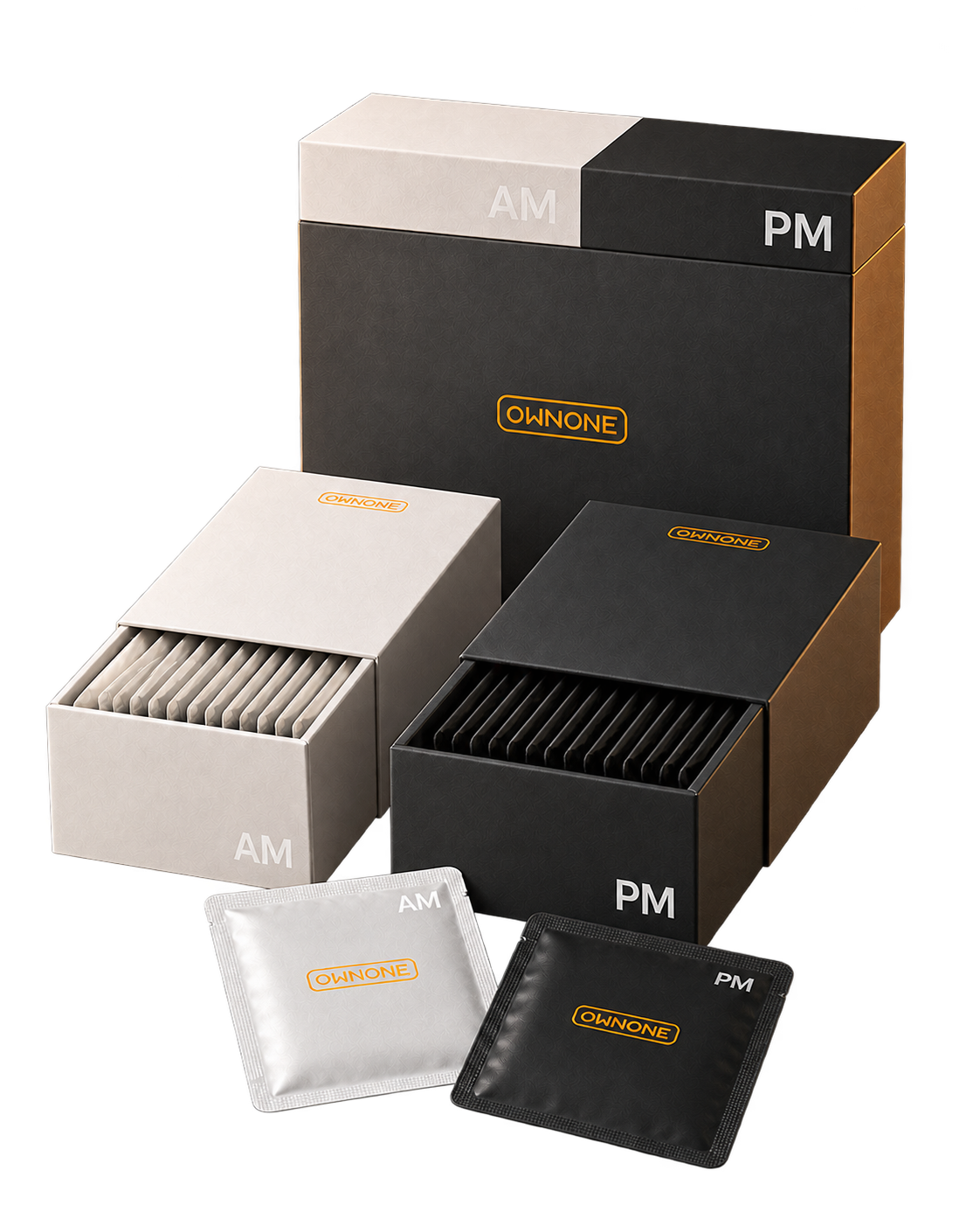 OWNONE square AM and PM nutrition system with individual packs