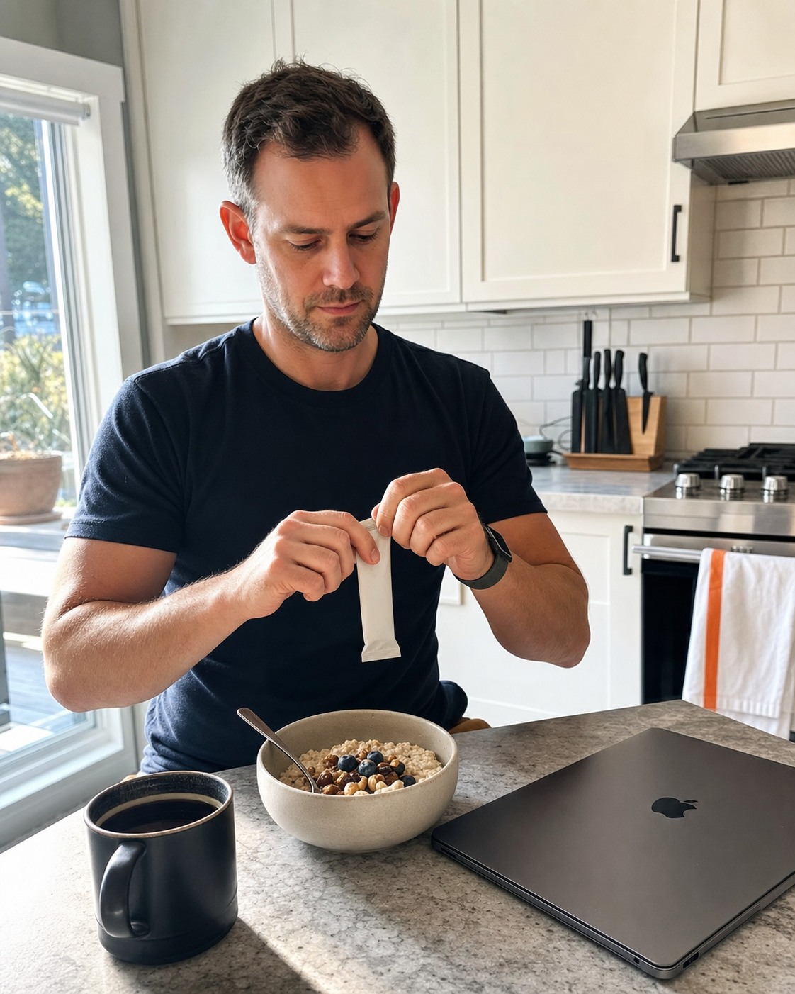 Morning kitchen routine concept
