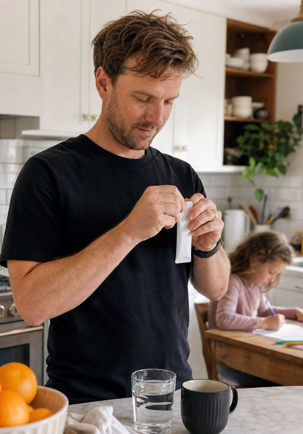 Family breakfast routine concept