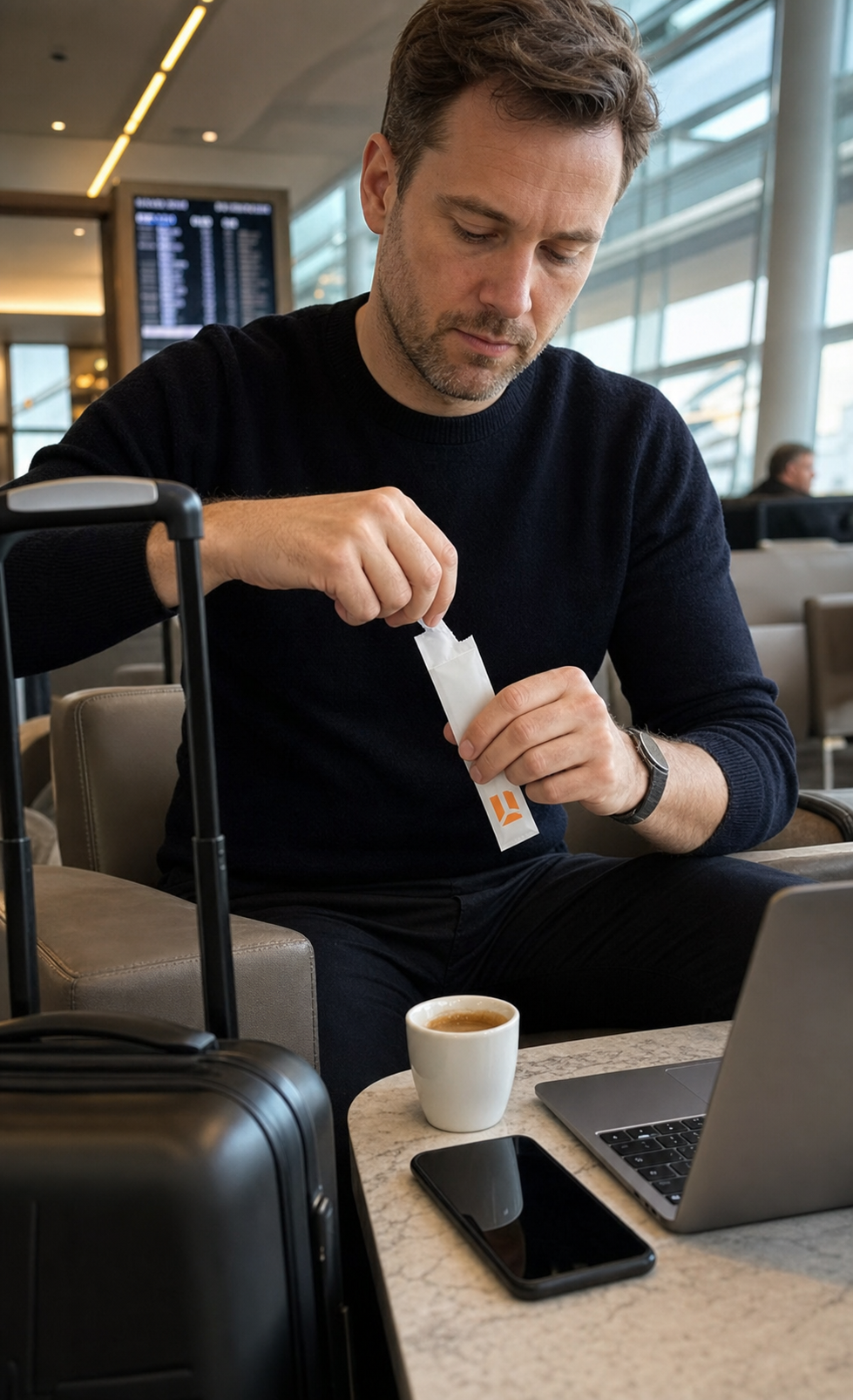 Airport travel routine concept